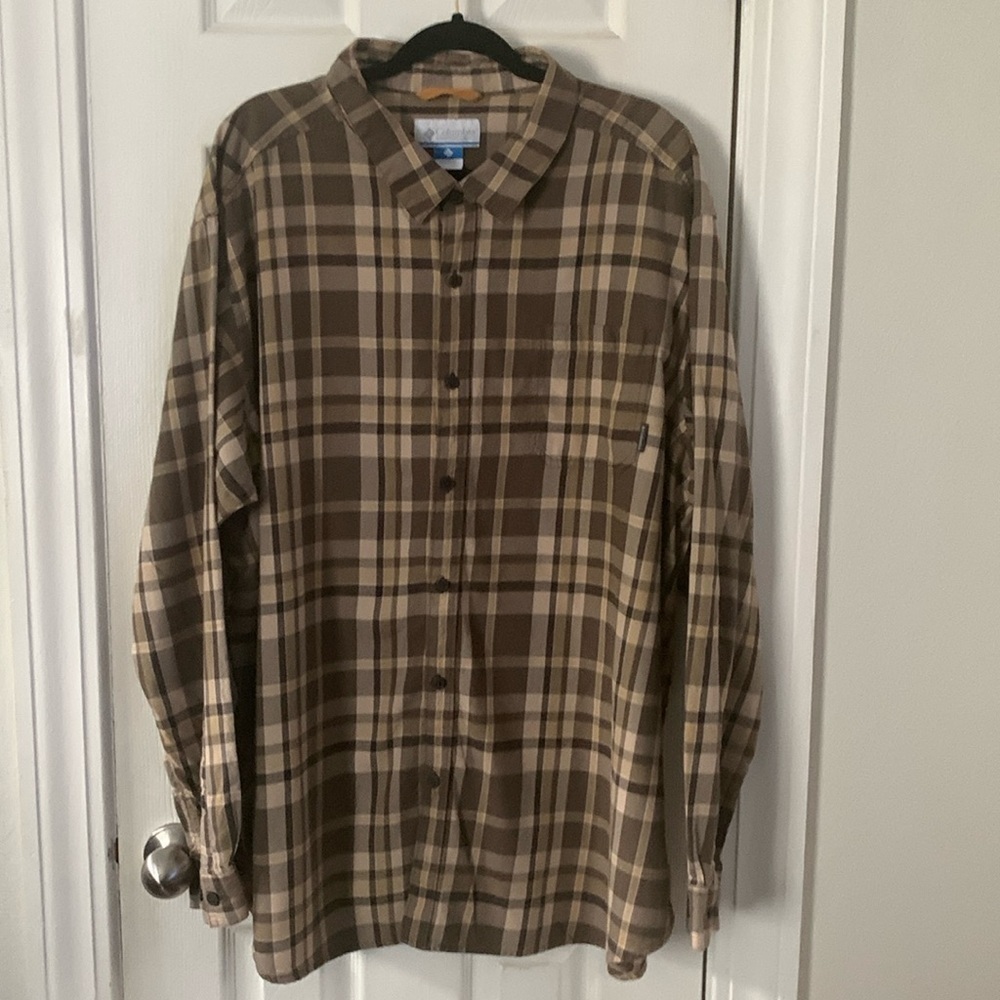 Columbia Brown Plaid Men's Shirt Size 3XL  #392